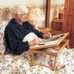 Adjustable wooden bed tray