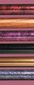 Walnut, wood grain, purple swirl, black, rainbow, grey marble